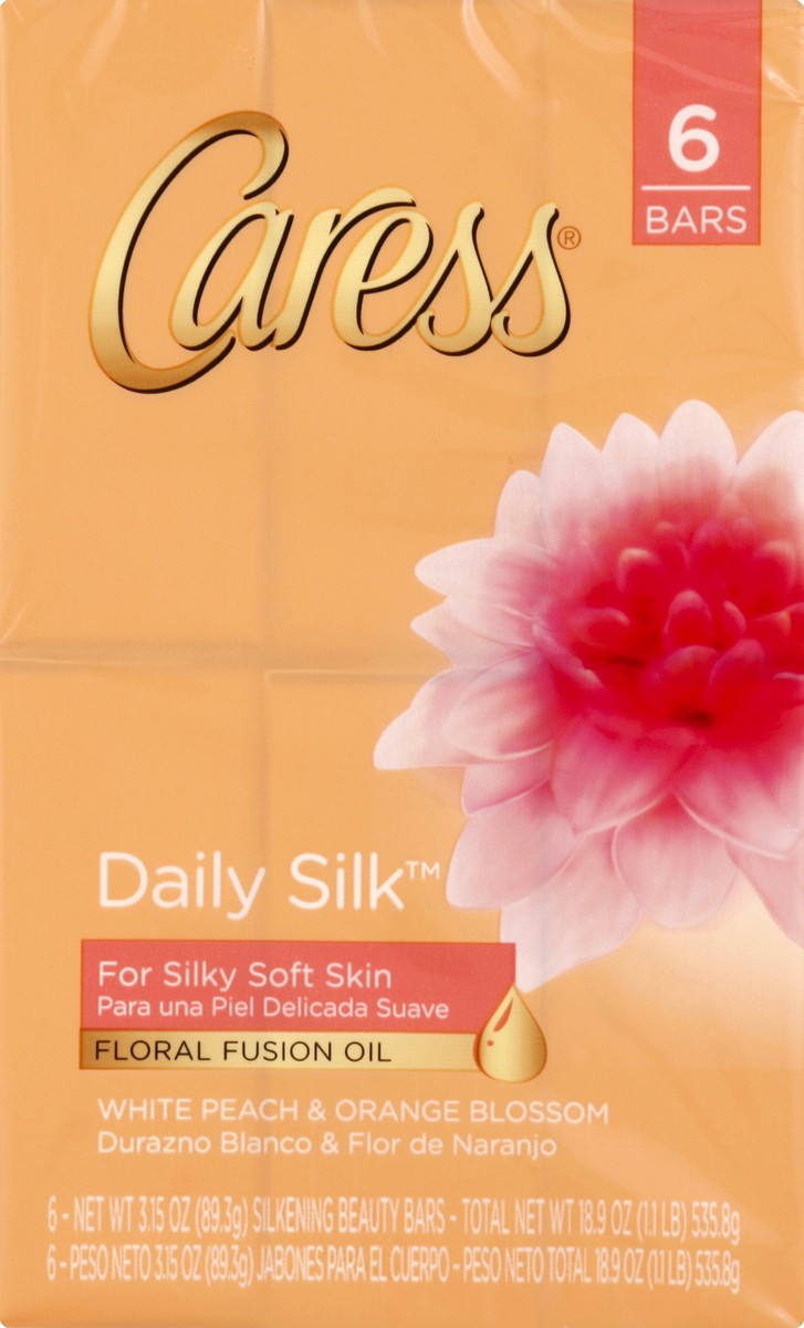 slide 2 of 6, Caress Beauty Bar Soap Daily Silk, 3.15 oz, 6 Bars, 3.15 oz