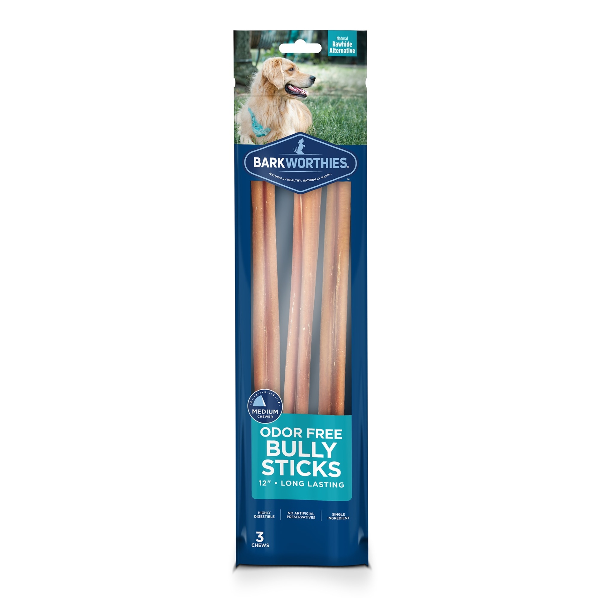slide 1 of 1, Barkworthies Odor Free Dog Bully Stick, LG