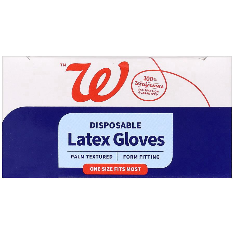 slide 4 of 5, Walgreens Disposable Latex Gloves One Size Fits Most, 30 ct