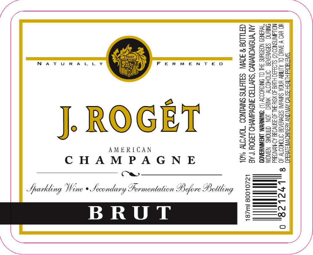 slide 3 of 3, J. Rogét American Champagne Brut White Sparkling Wine, 187 ml