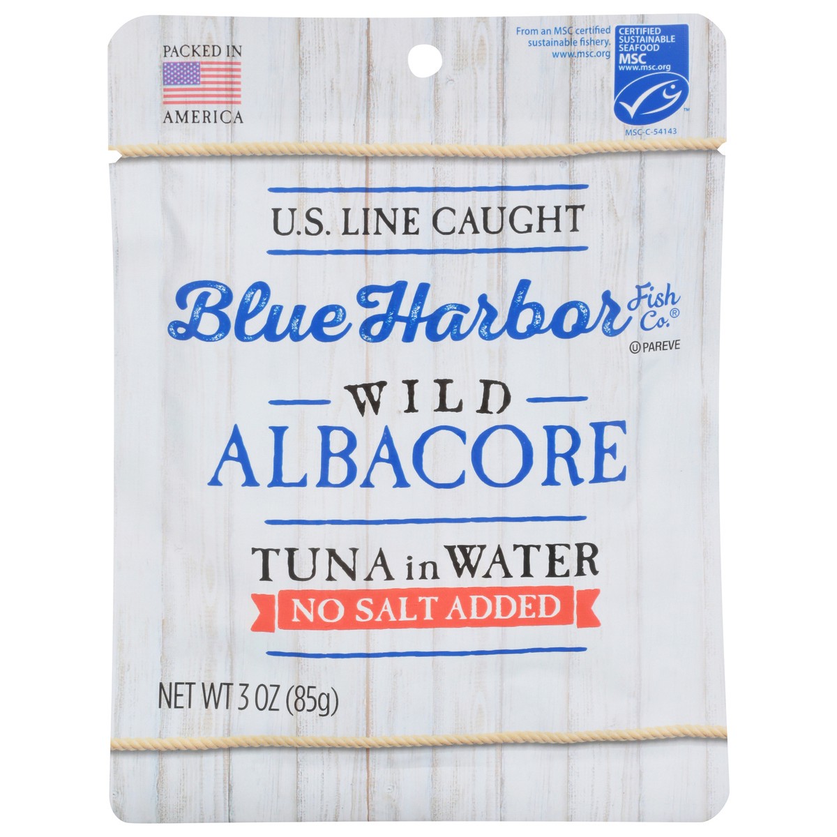 slide 7 of 13, Blue Harbor Fish Co.. Wild Albacore Tuna In Water No Salt Added, 3 oz