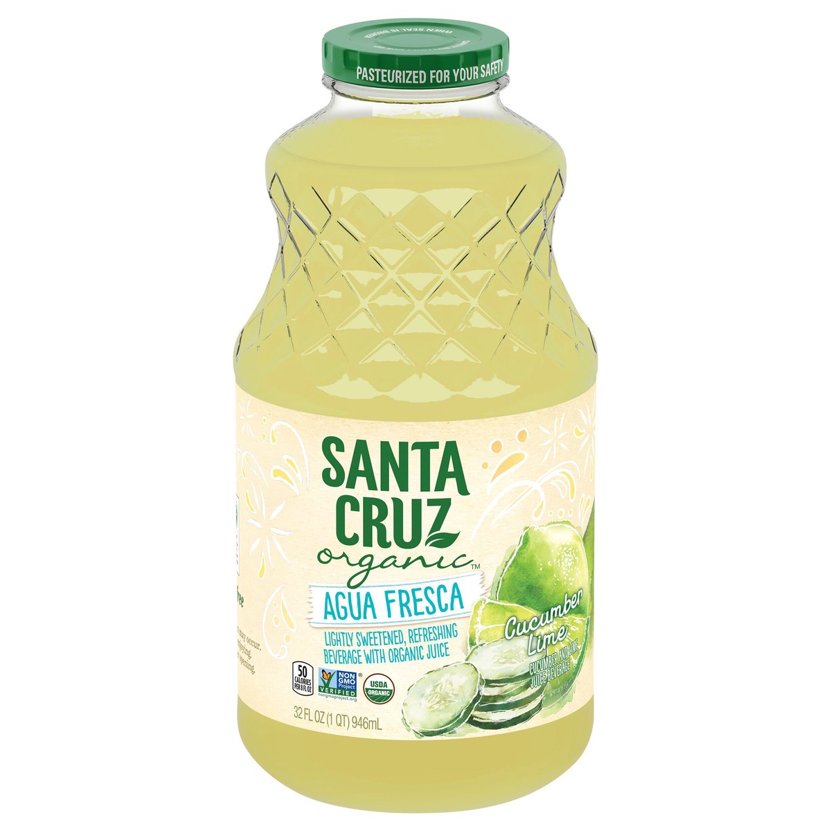 slide 1 of 6, Santa Cruz Organic Cucumber Lime Agua Fresca, 32 Fluid-Ounce - 32 fl oz, 32 fl oz