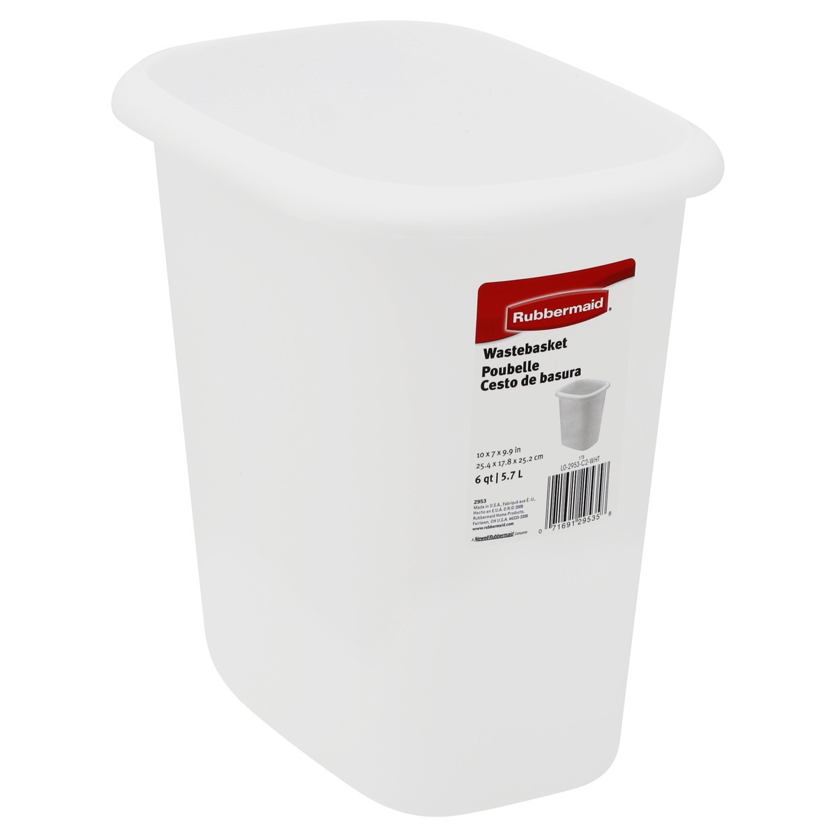 slide 3 of 4, Rubbermaid White Waste Basket 6Qt, 1 ct