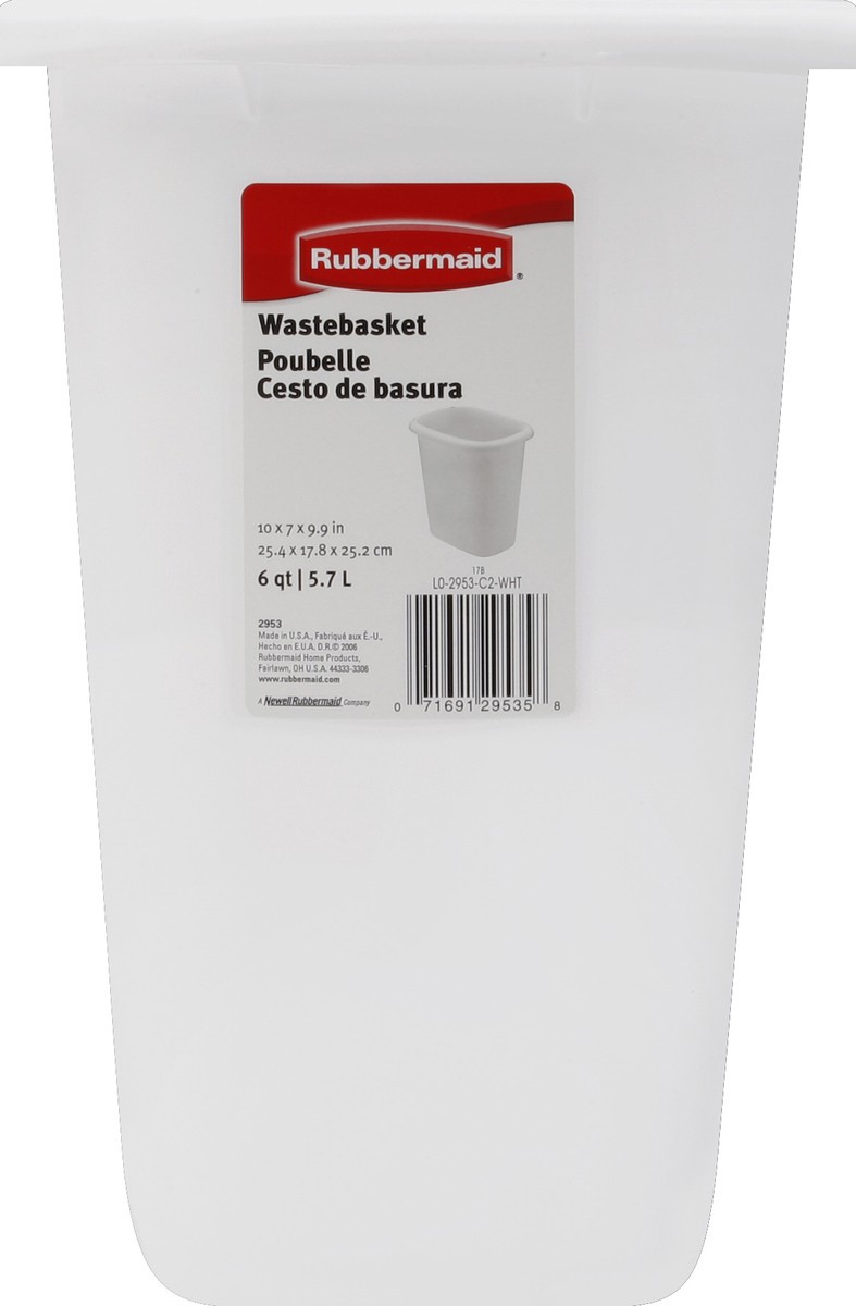 slide 1 of 4, Rubbermaid White Waste Basket 6Qt, 1 ct