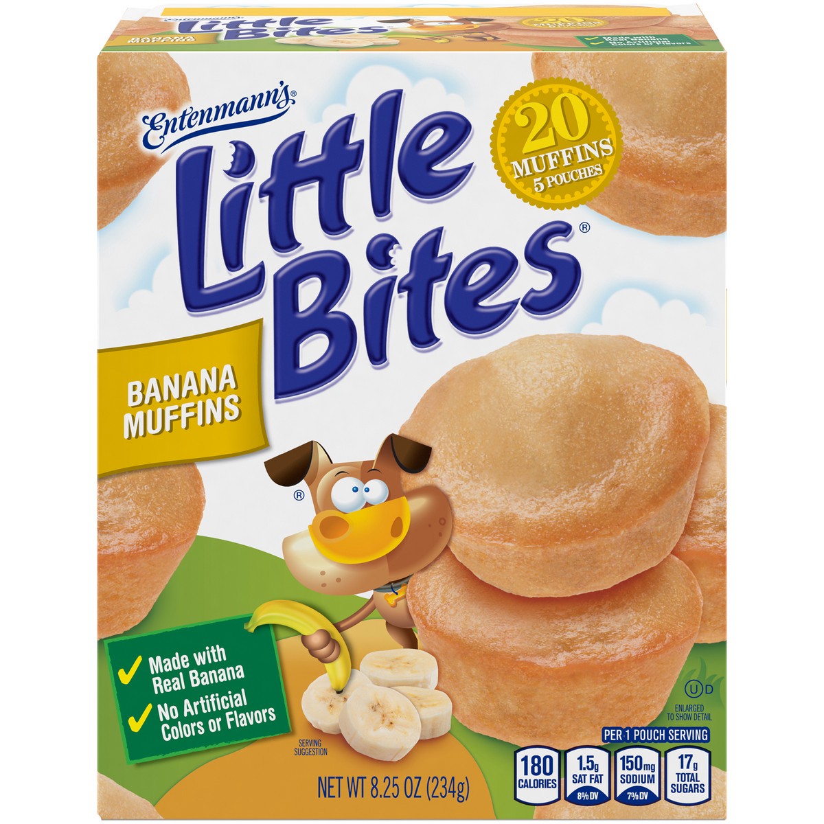 slide 1 of 1, Entenmann's Little Bites Banana Mini Muffin Pouches, 8.25 oz