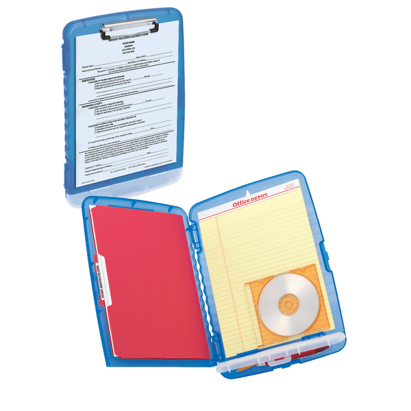 slide 1 of 3, Office Depot Brand Form Holder Storage Clipboard Box, Letter Size, Charcoal/Blue, 1 ct