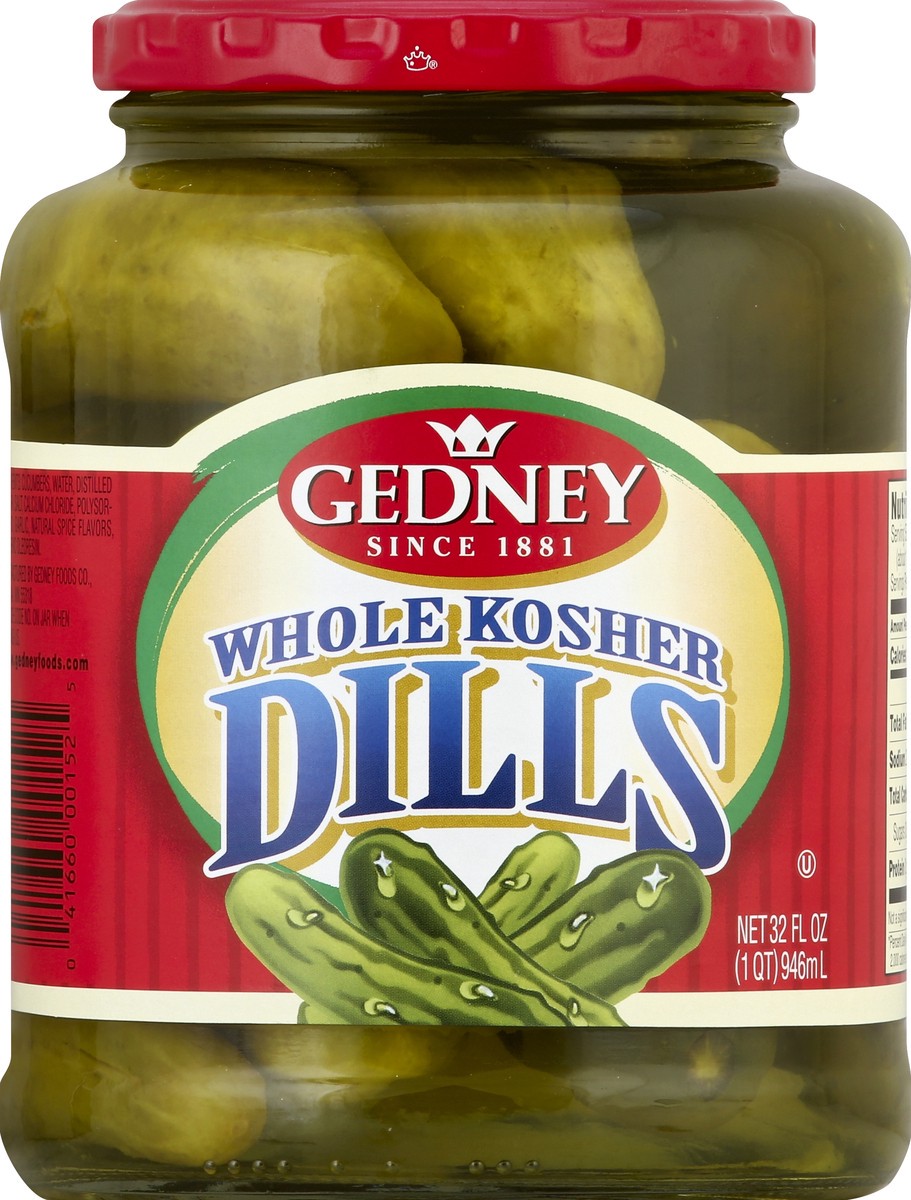 slide 1 of 1, Gedney Kosher Dill Pickles, 32 oz