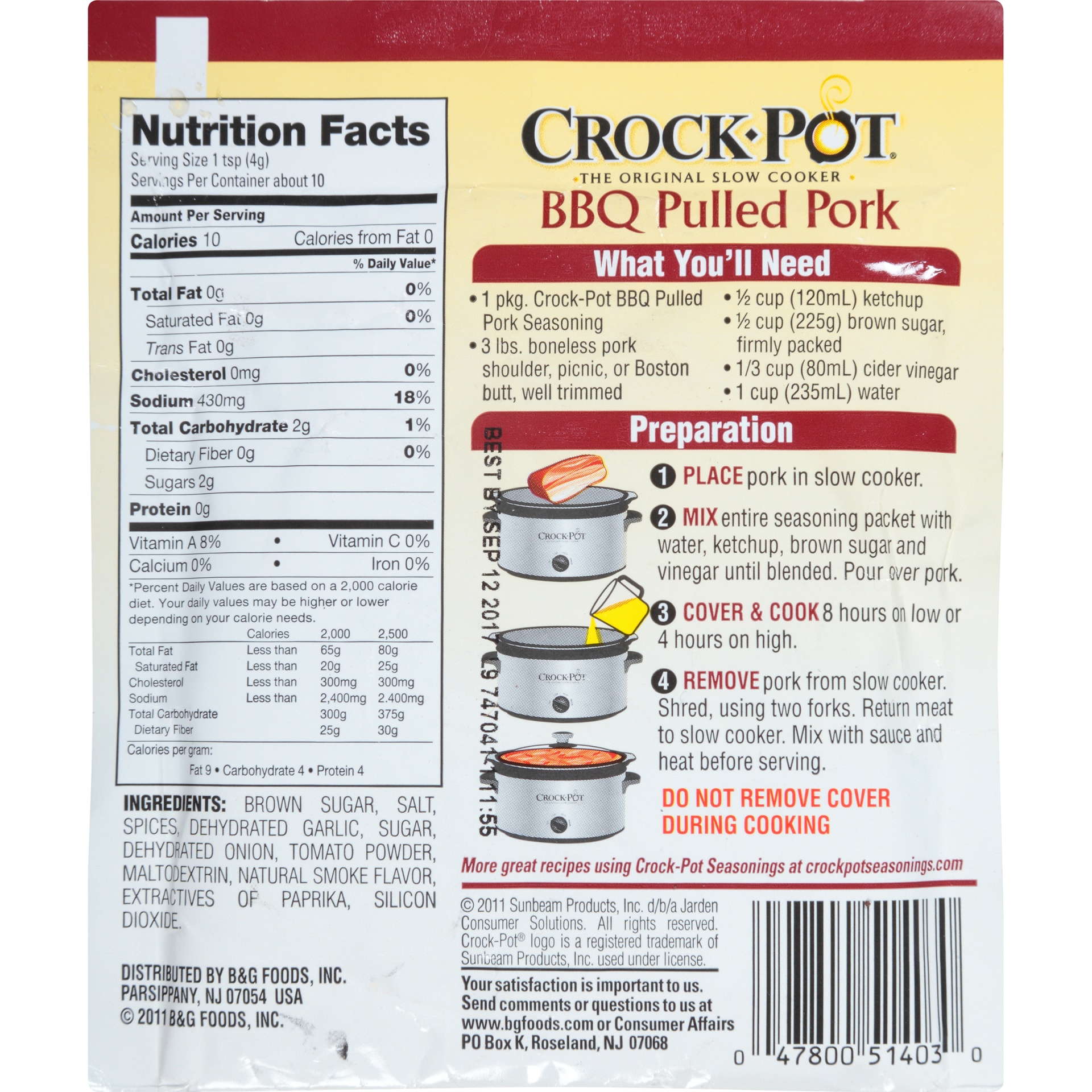 slide 4 of 6, Crock-Pot BBQ Pulled Pork Seasoning Mix, 1.5 oz