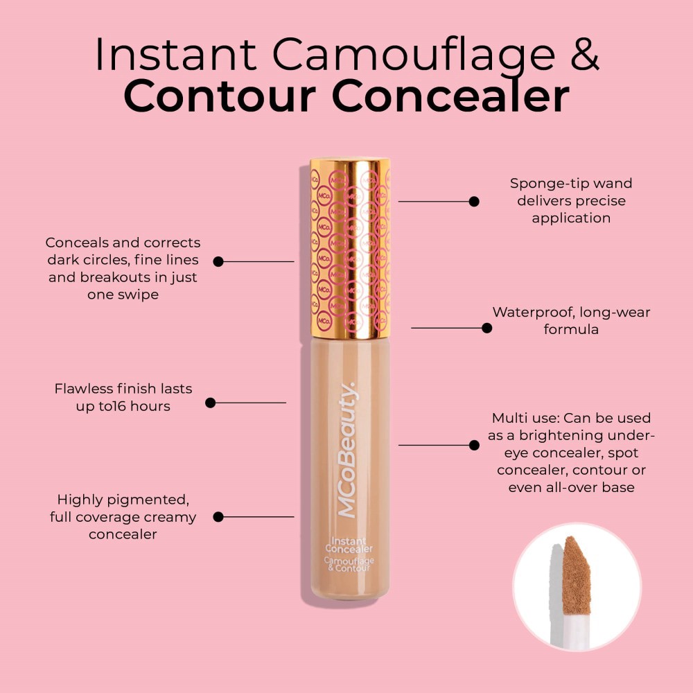 slide 4 of 4, Mcobeauty Instant Concealer & Contour Waterproof + Full Coverage Formula - Light, 0.34 fl oz