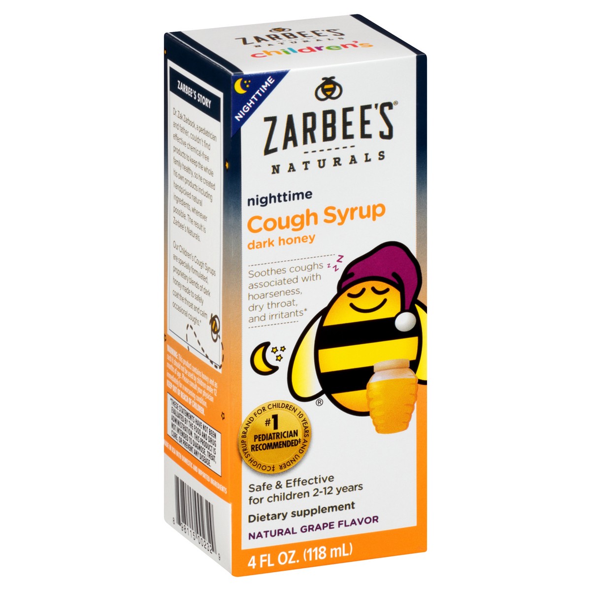 slide 2 of 9, Zarbee's Naturals Grape Nighttime Dark Honey Cough Syrup Dietary Supplement, 4 fl oz