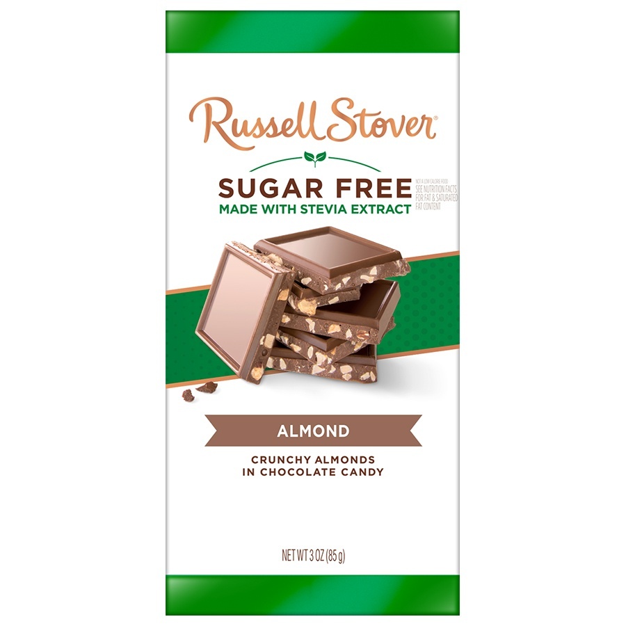 slide 1 of 1, Russell Stover Sugar Free Milk Chocolate Almond Tile Bar, 3 oz