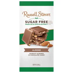 Russell Stover Sugar Free Milk Chocolate Almond Tile Bar