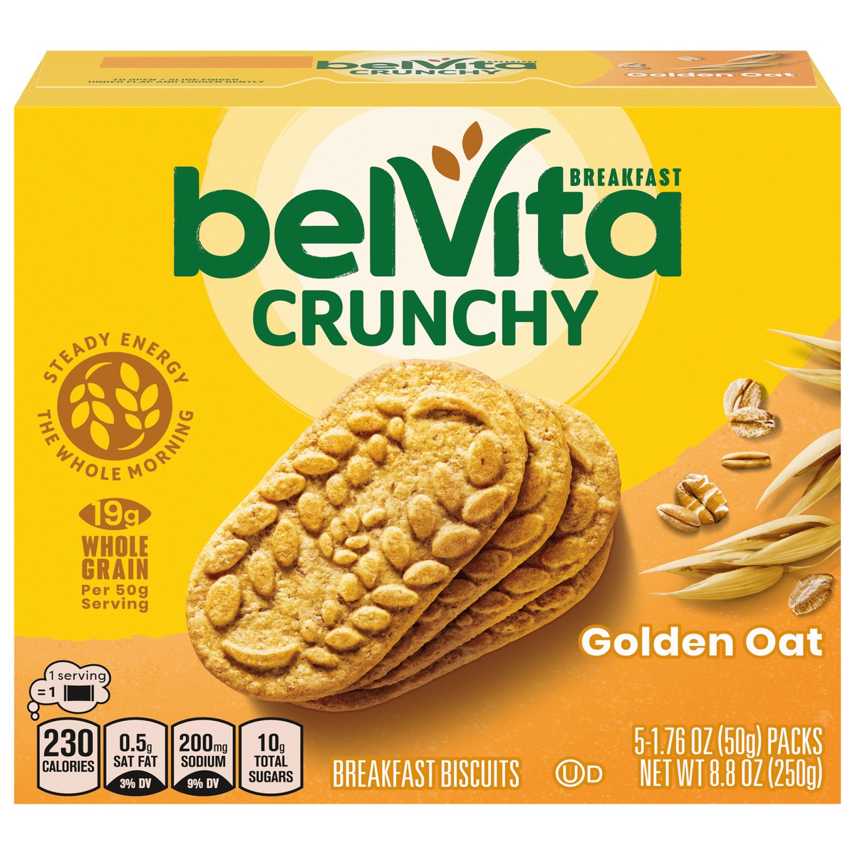 slide 1 of 9, belVita Golden Oat Breakfast Biscuits, 5 Packs (4 Biscuits Per Pack), 8.8 oz