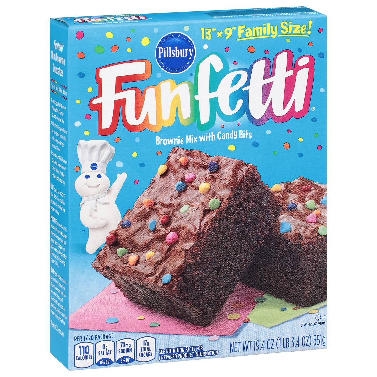 slide 3 of 9, Pillsbury Funfetti Brownie Mix with Candy Bits Family Size 19.4 oz, 19.4 oz