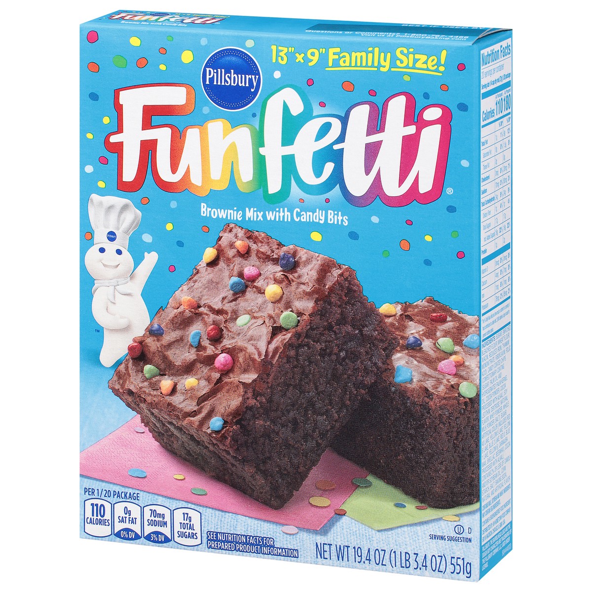 slide 2 of 9, Pillsbury Funfetti Brownie Mix with Candy Bits Family Size 19.4 oz, 19.4 oz