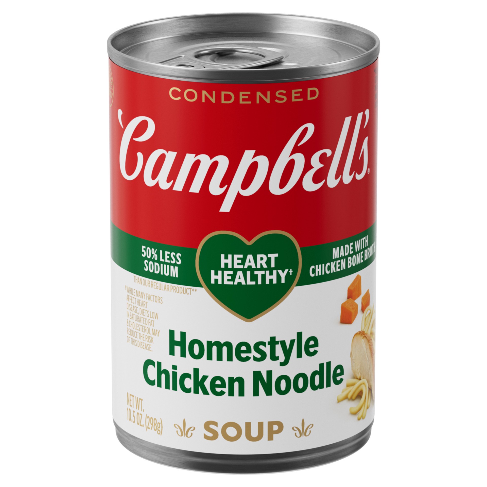 slide 1 of 5, Campbell's Campbell''s Condensed Heart Healthy Homestyle Chicken Noodle Soup, 10.5 oz Can, 10.5 oz