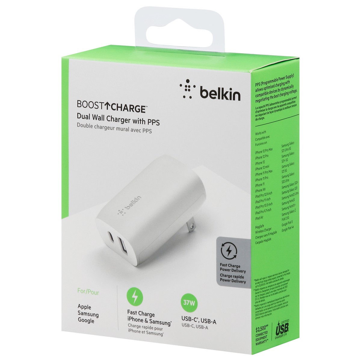 slide 3 of 9, Belkin BoostCharge Dual Wall Charger with PPS 1 ea, 1 ct