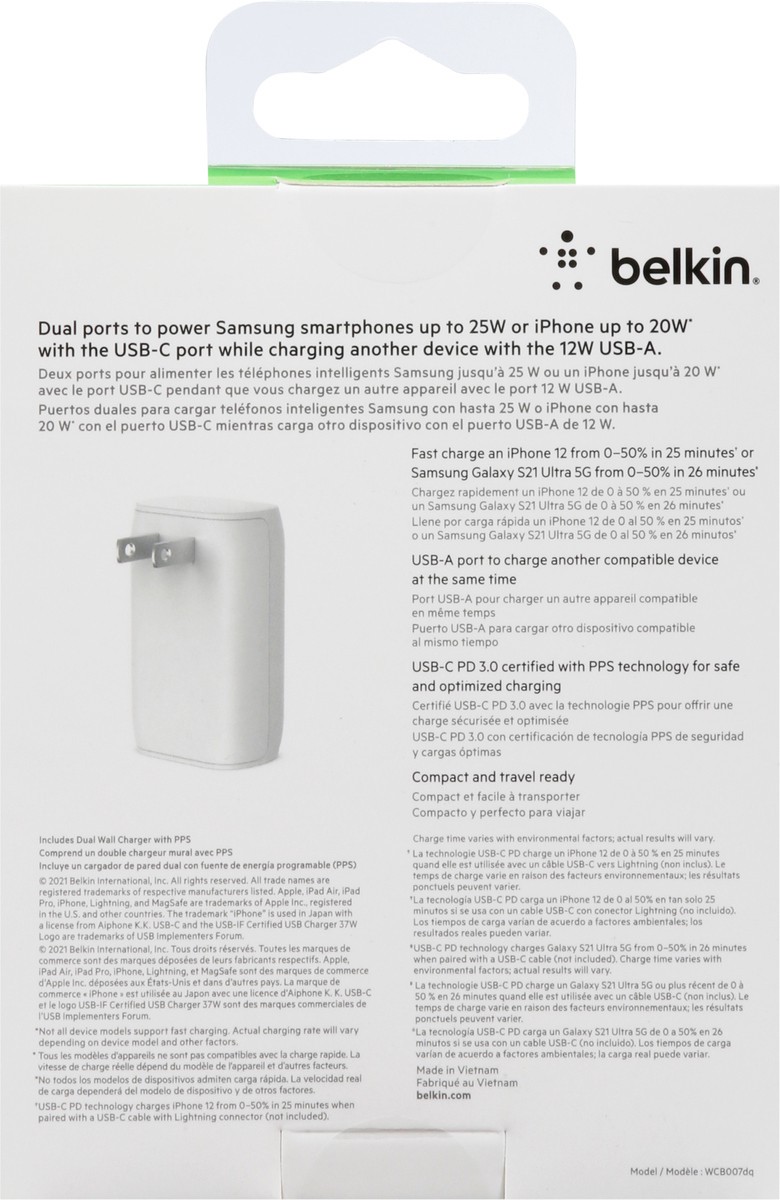 slide 6 of 9, Belkin BoostCharge Dual Wall Charger with PPS 1 ea, 1 ct