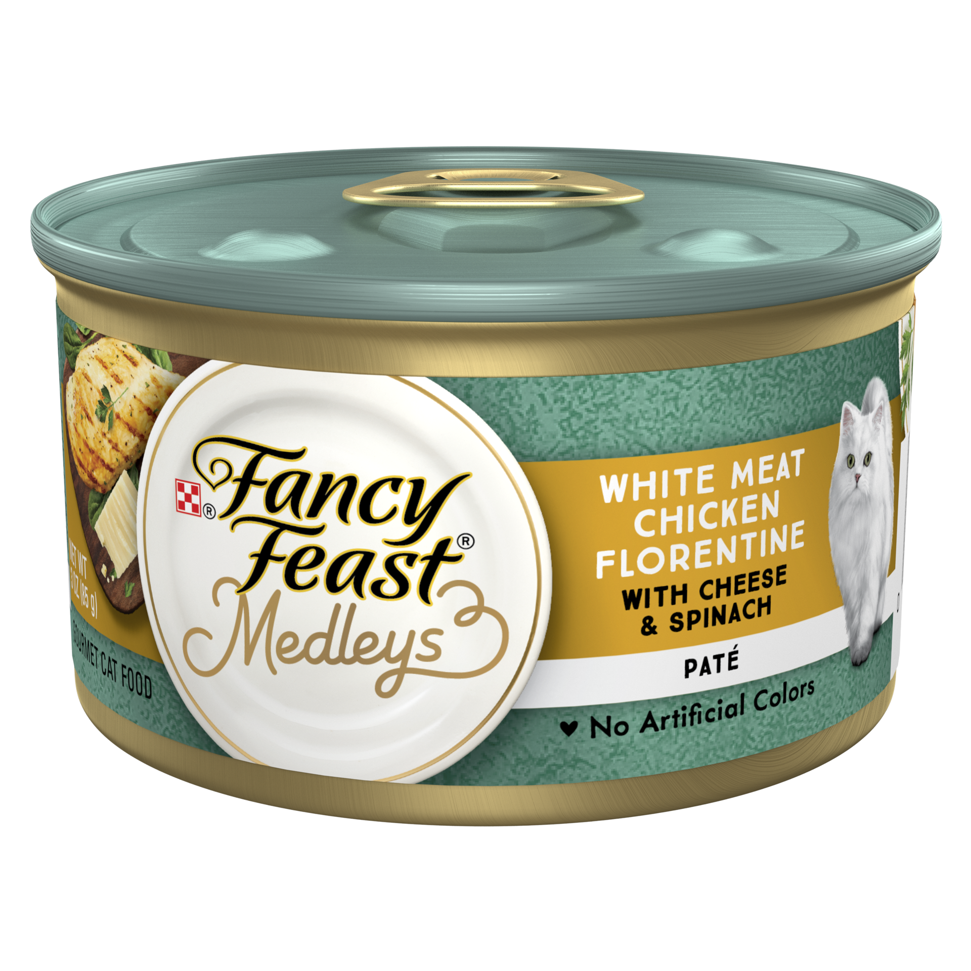 slide 1 of 6, Fancy Feast Medleys White Meat Chicken Florentine Pate Cat Food, 