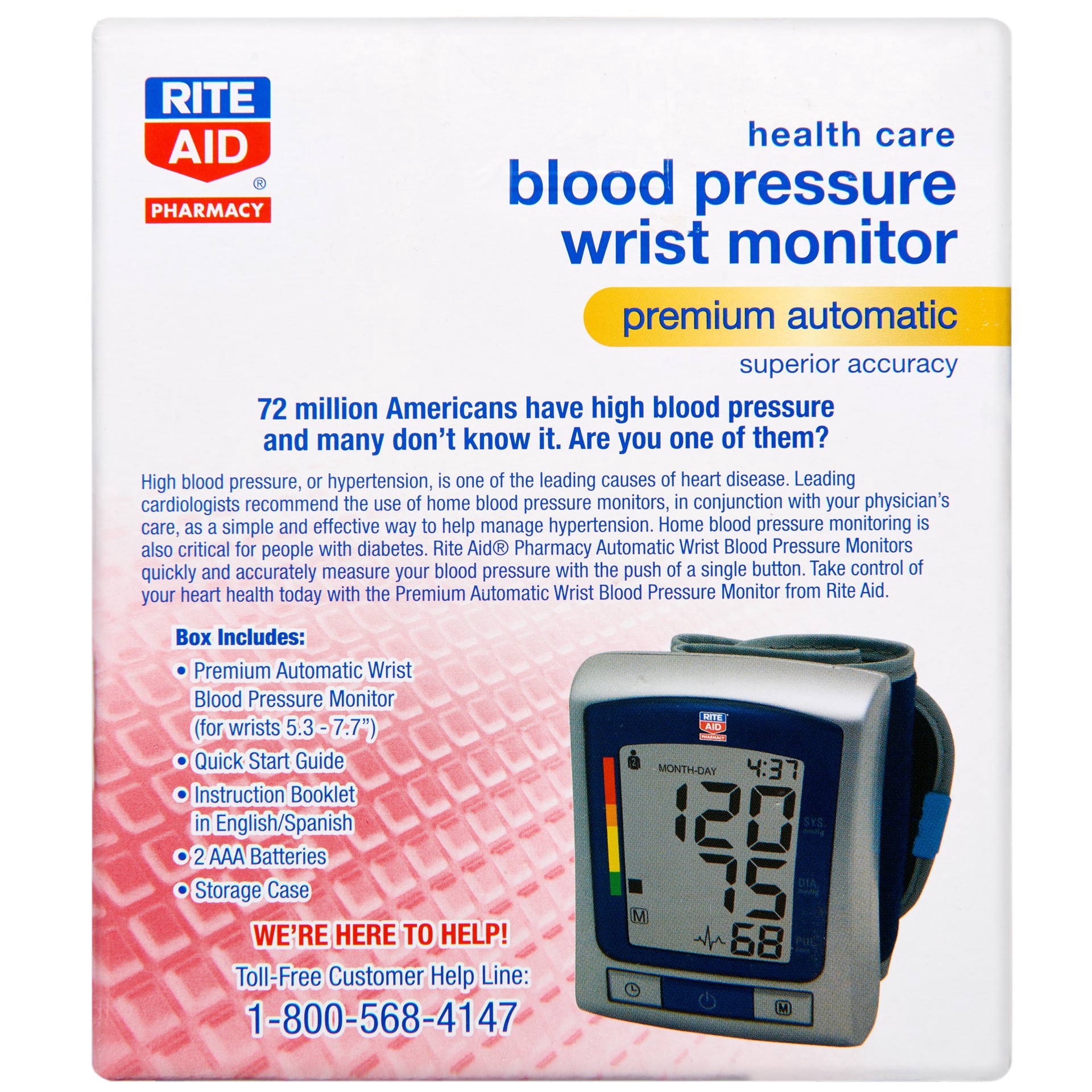 slide 5 of 5, Rite Aid Ra Wrist Bp Monitor Prem, 1 ct