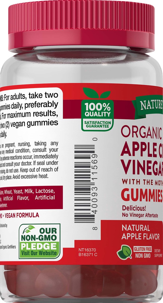 slide 5 of 5, Nature's Truth Organic Vegan Apple Cider Vinegar 60 Gummy, 1 ct