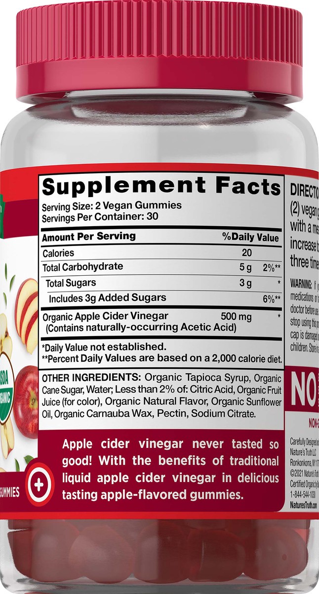 slide 2 of 5, Nature's Truth Organic Vegan Apple Cider Vinegar 60 Gummy, 1 ct