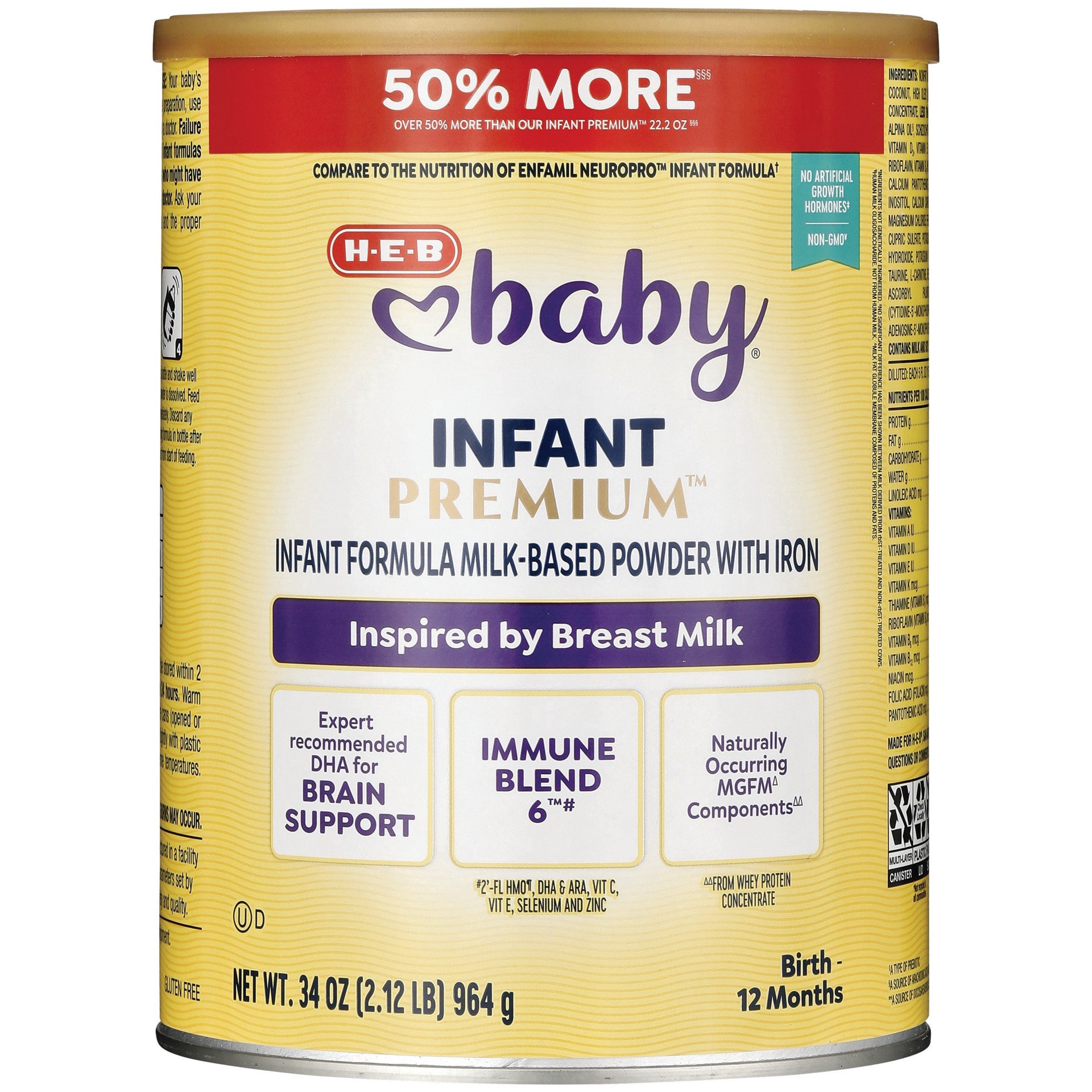 slide 1 of 1, H-E-B Baby Infant Formula, 34 oz