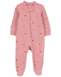 Carter's Baby Hedgehog 2-Way Zip Cotton Footie Sleep & Play Pajamas Pink 3M