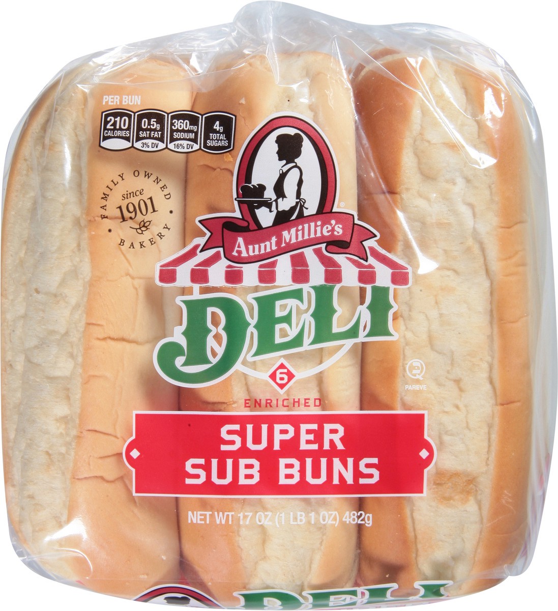 slide 4 of 9, Aunt Millie's Deli Enriched Super Subs Buns 6 ea, 6 ct; 17 oz