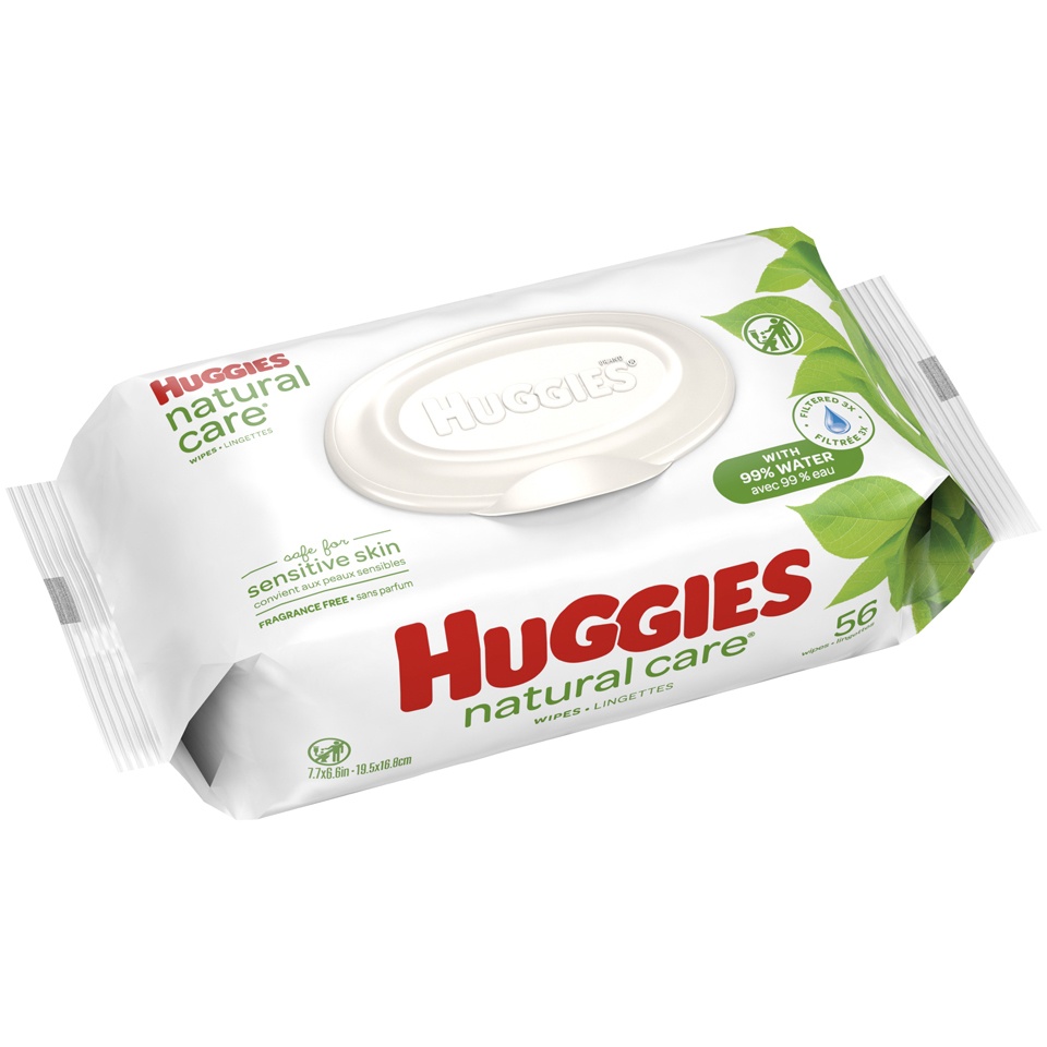slide 2 of 3, Huggies Natural Care Fragrance Free Baby Wipes, 56 ct
