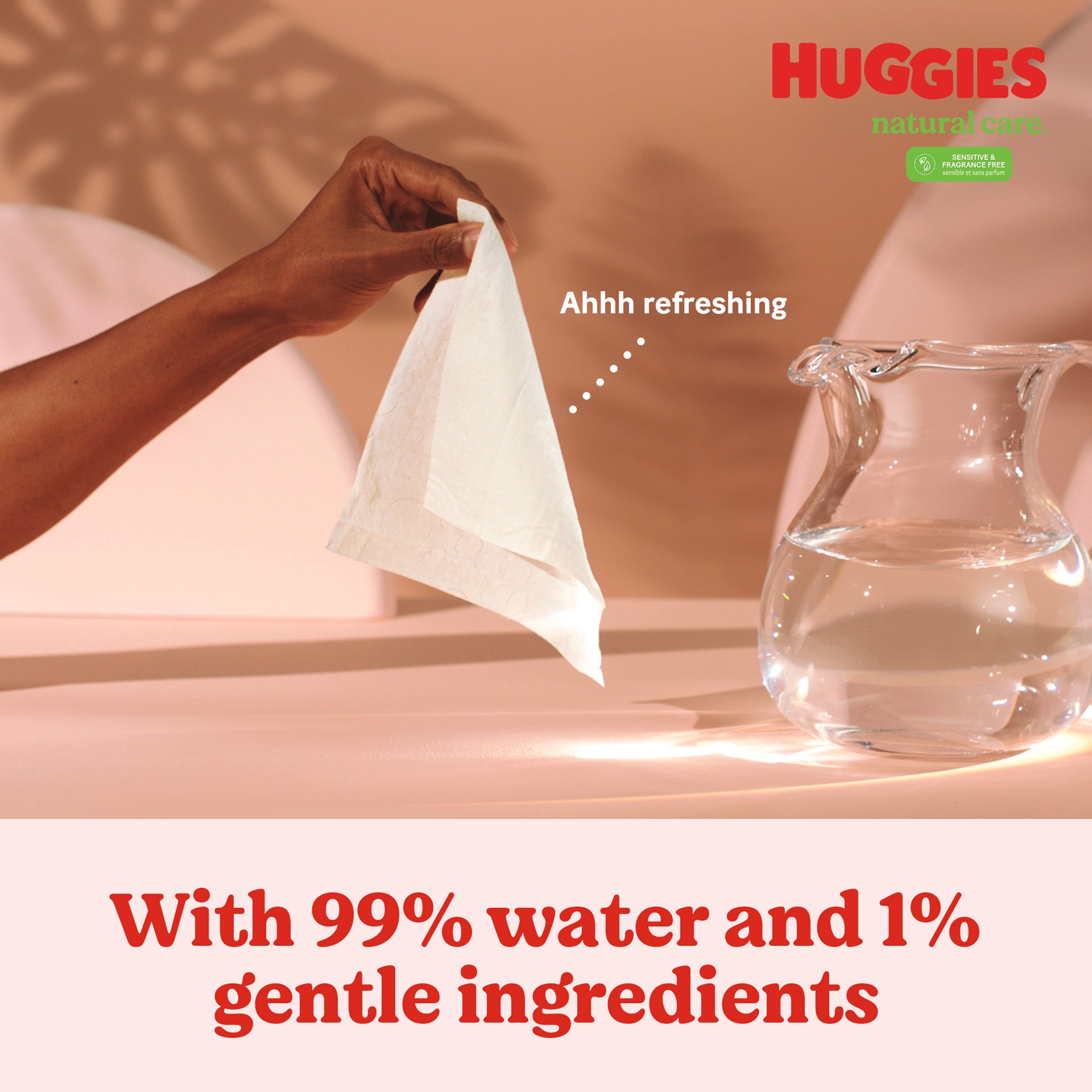 slide 4 of 5, Huggies Natural Care Sensitive Baby Wipes, Unscented, 1 Flip-Top Pack (56 Wipes Total), 56 ct
