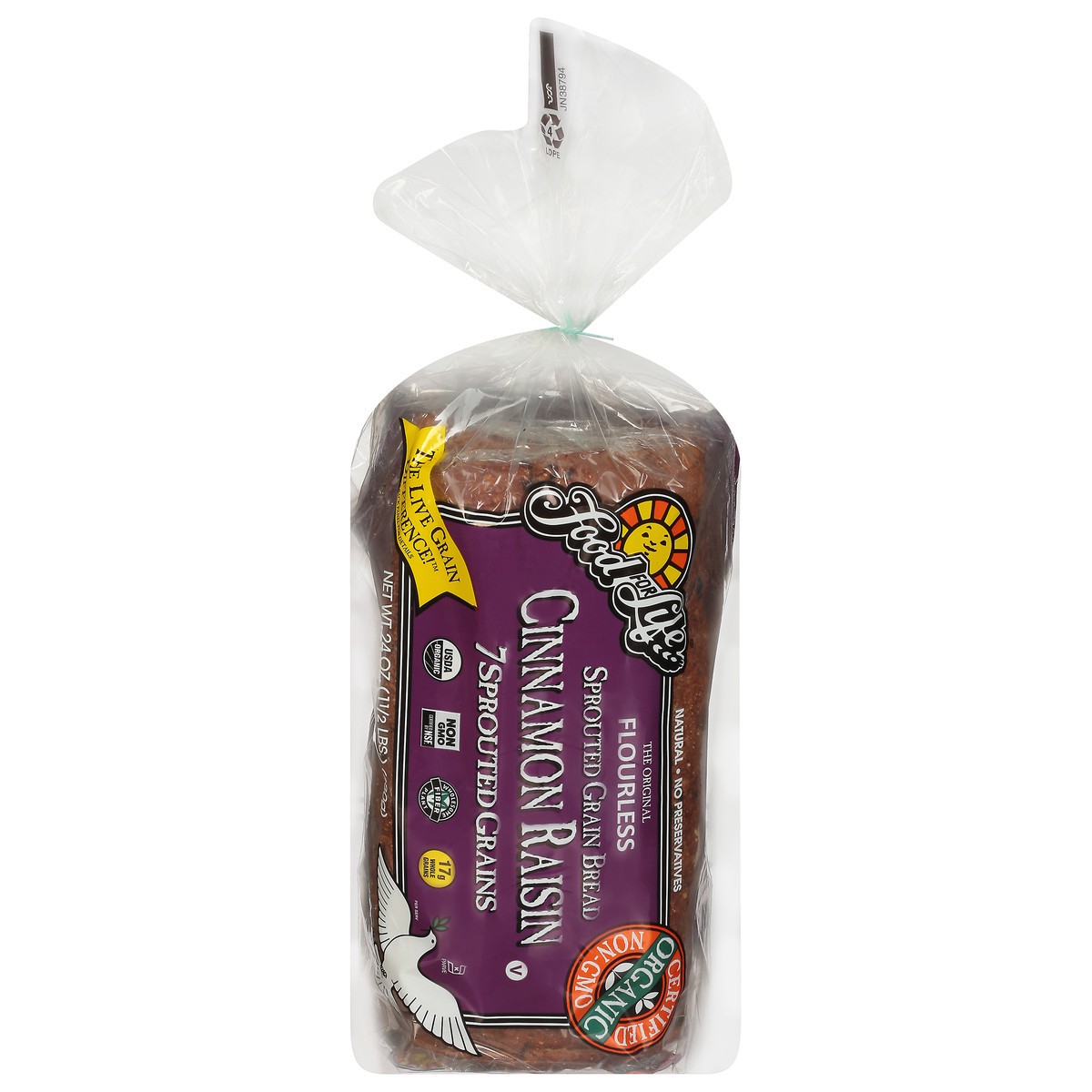 slide 1 of 9, Food For Life Cinnamon Raisin Bread, 24 oz