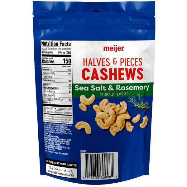 slide 2 of 5, Meijer Sea Salt and Rosemary Cashews, 8.25 oz