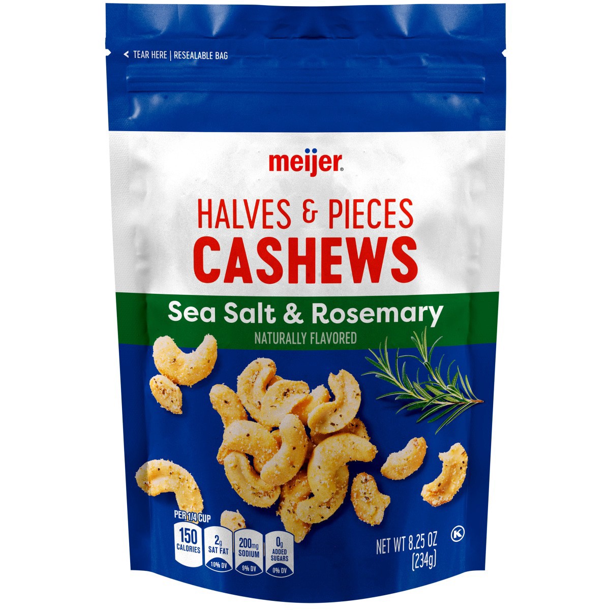 slide 1 of 5, Meijer Sea Salt and Rosemary Cashews, 8.25 oz