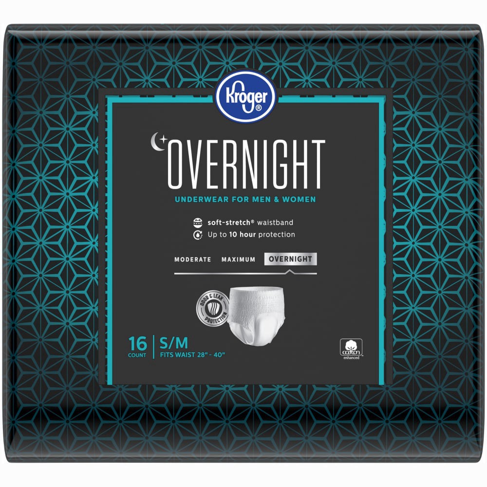 slide 2 of 4, Kroger Overnight Underwear for Women & Men S-M, 16 ct