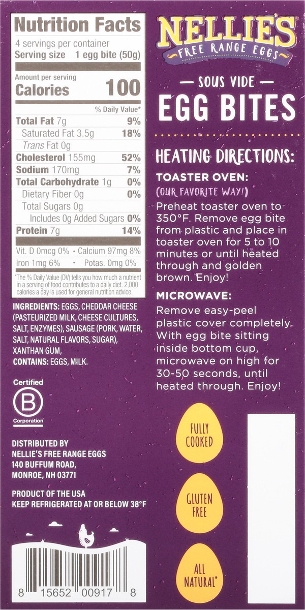 Nellie's Sausage + Cheddar Egg Bites 4 ea 4 ct | Shipt