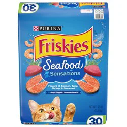 Purina Friskies Dry Cat Food Seafood Sensations With Salmon, Tuna, and Shrimp Flavors
