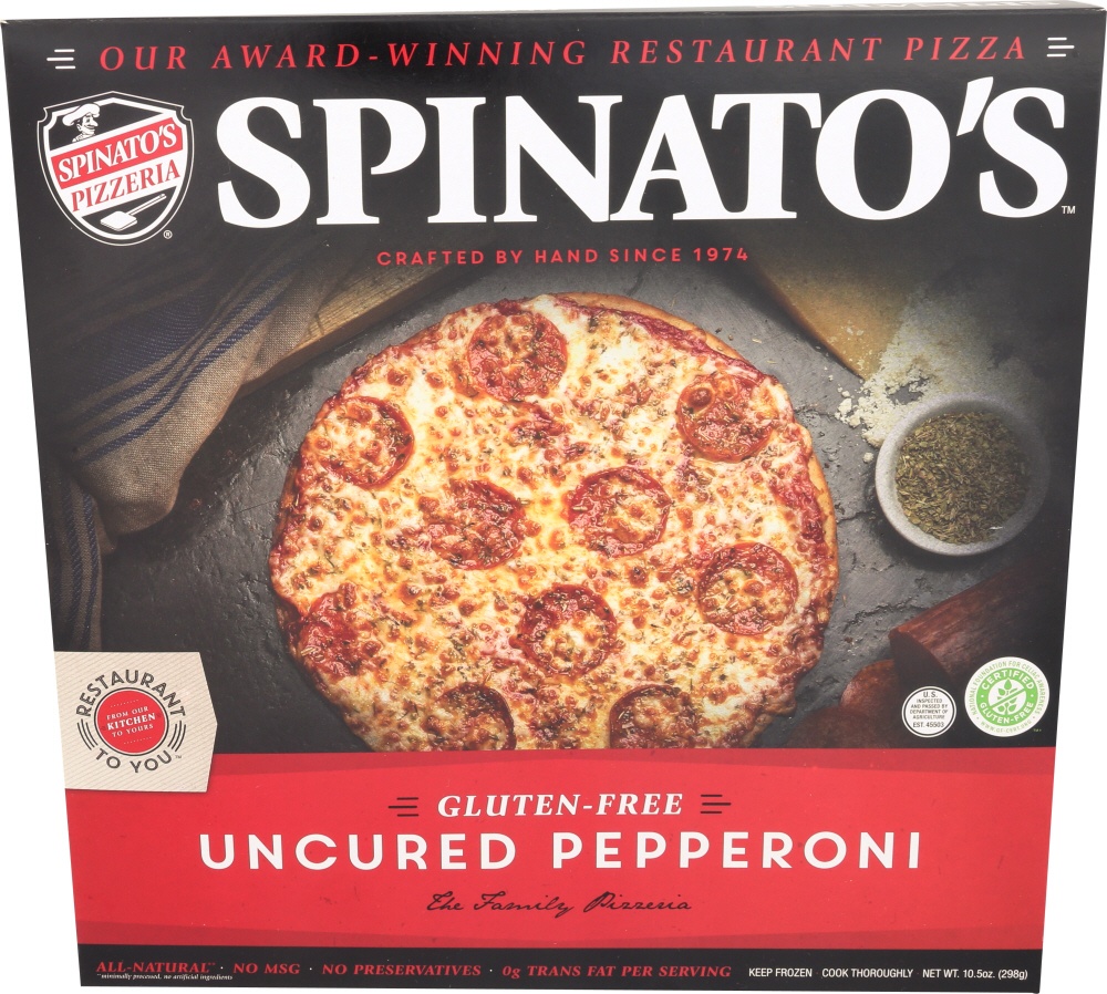 slide 1 of 1, Spinato's Gluten-Free Uncured Pepperoni Pizza, 11.5 oz