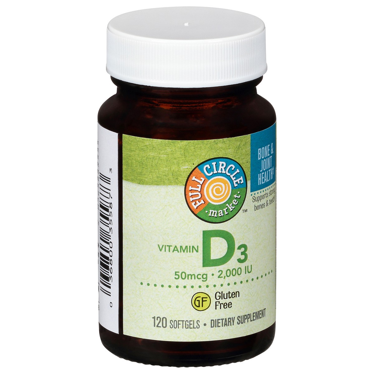 slide 3 of 9, Full Circle Market 50 mcg Vitamin D3 120 Softgels, 120 ct