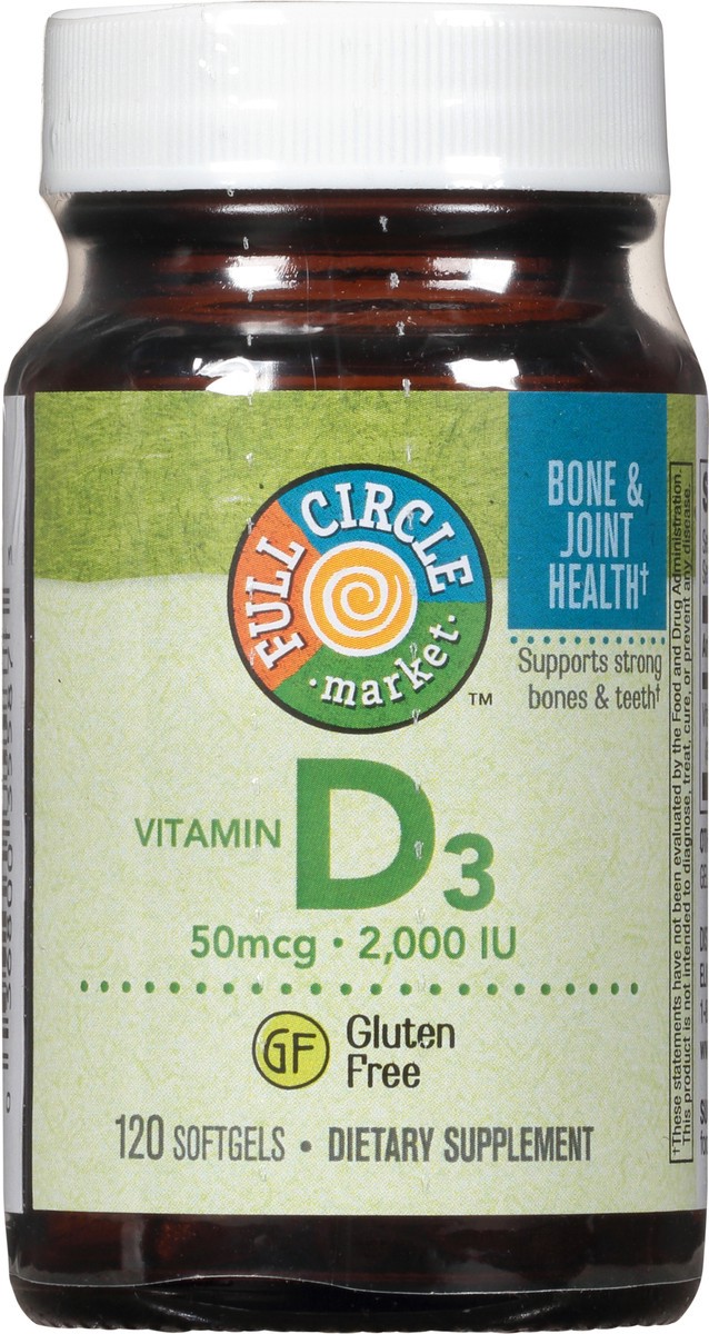 slide 8 of 9, Full Circle Market 50 mcg Vitamin D3 120 Softgels, 120 ct