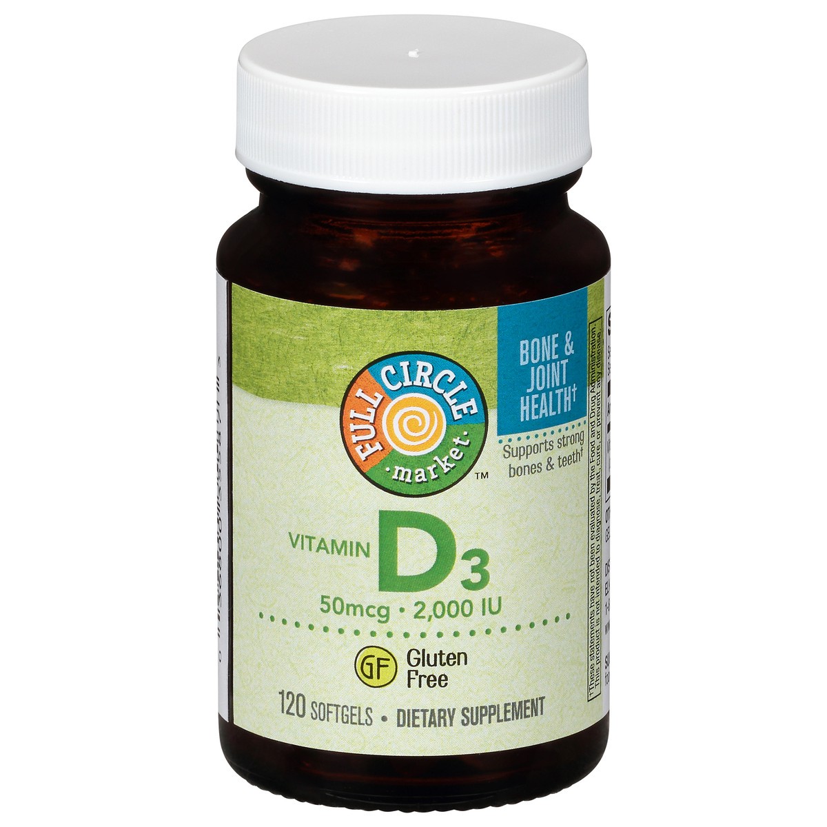 slide 1 of 9, Full Circle Market 50 mcg Vitamin D3 120 Softgels, 120 ct