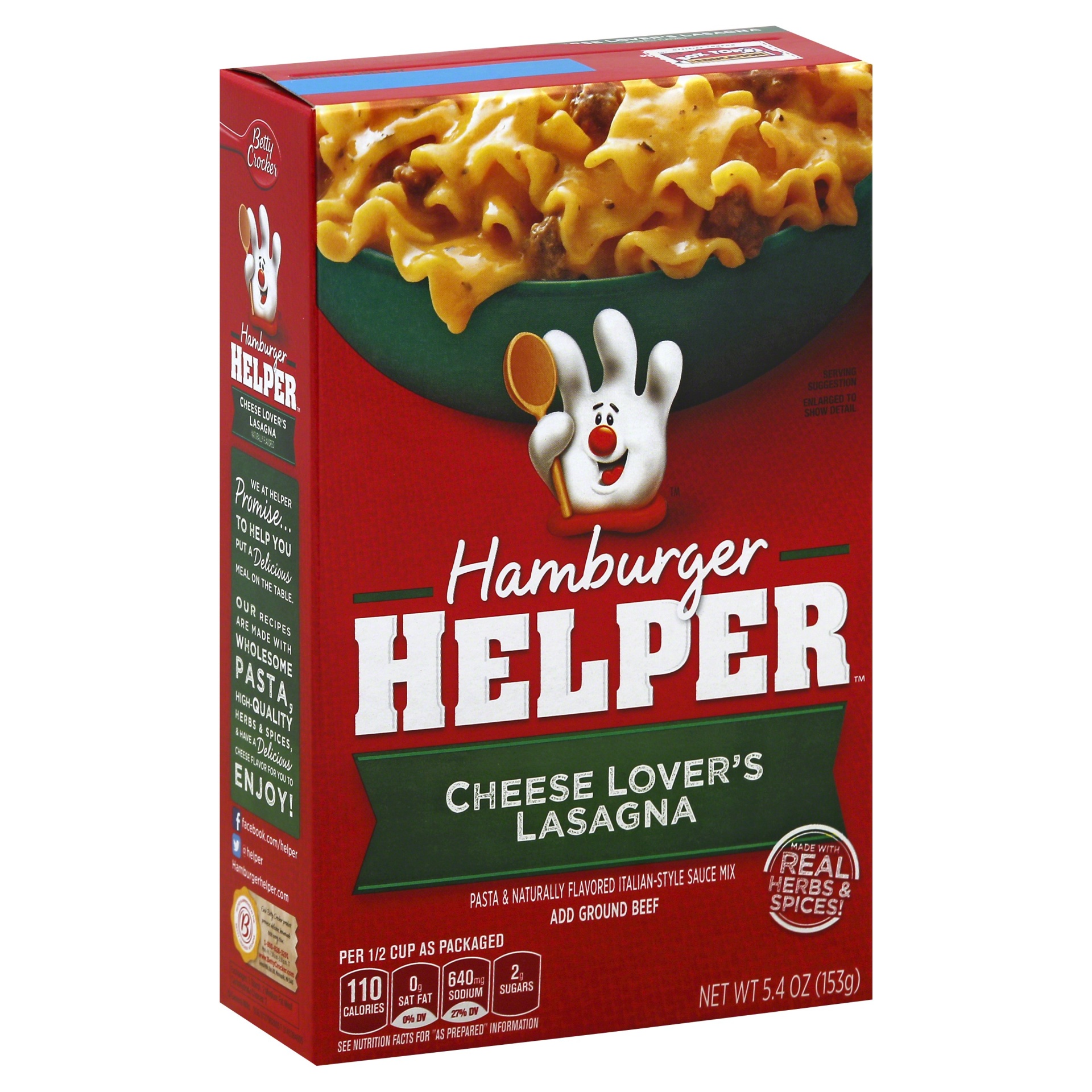 slide 1 of 1, Betty Crocker Hamburger Helper Cheese Lover's Lasagna, 5.4 oz
