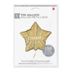 American Greetings Congrats Star Design Uninflated Foil Balloon with Inflation Straw