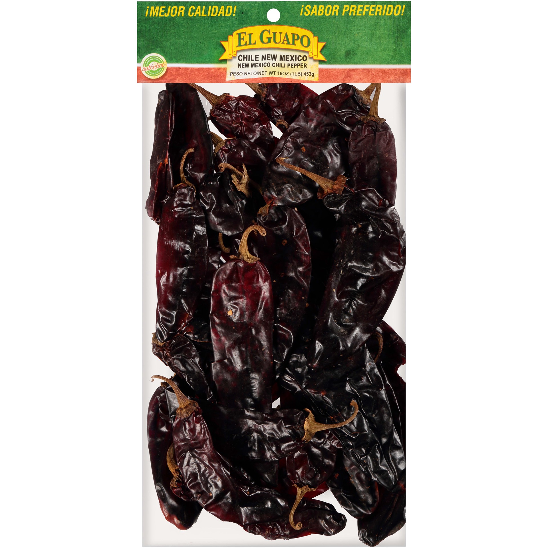 slide 1 of 7, El Guapo Whole New Mexico Chili Pods (Chile Nuevo Mexico Entero), 16 oz, 16 oz