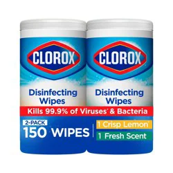 Clorox Disinfecting Wipes Fresh/Crisp Lemon 2x75ct Value Pack