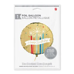 American Greetings Happy Birthday Candles Foil Uninflated Balloon with Inflation Straw