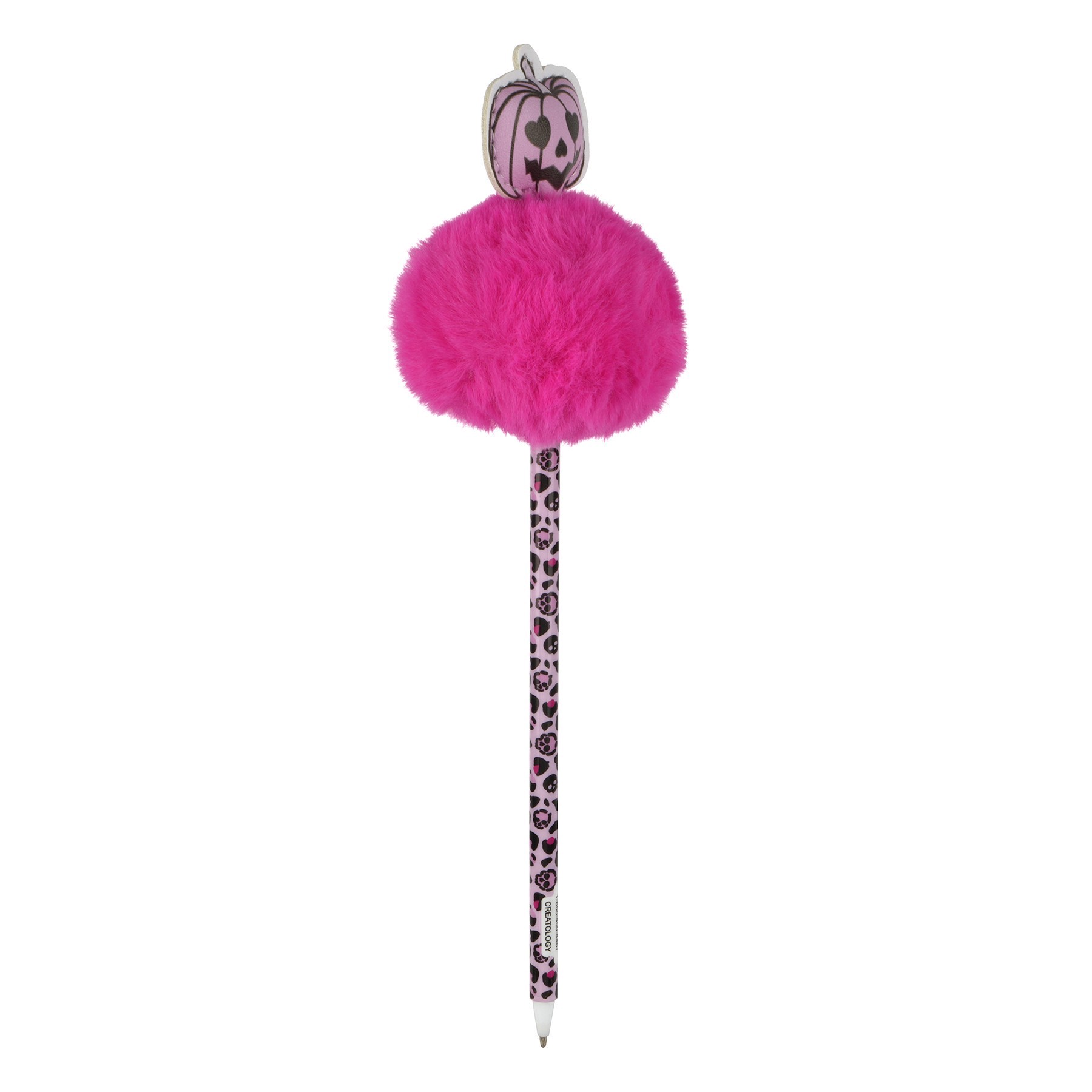 slide 2 of 2, 8" Pink Jack-O'-Lantern Pom Pom Pen By Creatology, 8 in