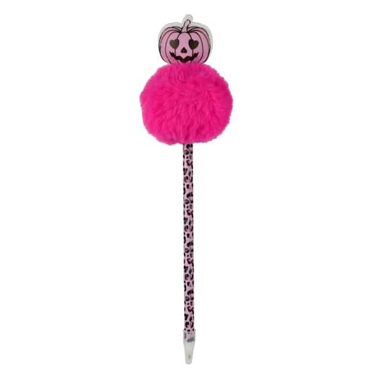 slide 1 of 2, 8" Pink Jack-O'-Lantern Pom Pom Pen By Creatology, 8 in