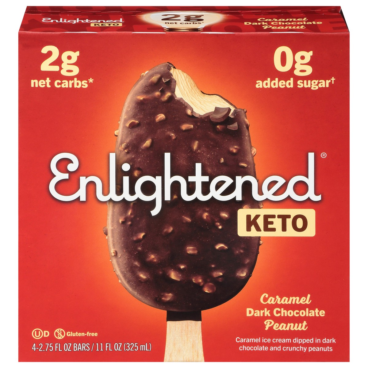 slide 1 of 13, Enlightened Keto Collection Caramel Dark Chocolate Peanut Keto Bars, 4 ct