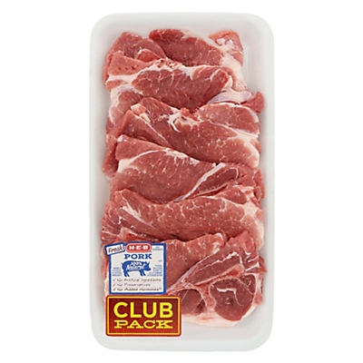 slide 1 of 1, H-E-B Bone-In Pork Butt Steaks, Club Pack, per lb